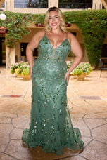 Curvy by Primavera Illusion Corset Prom Dress 14106