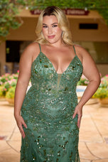Curvy by Primavera Illusion Corset Prom Dress 14106