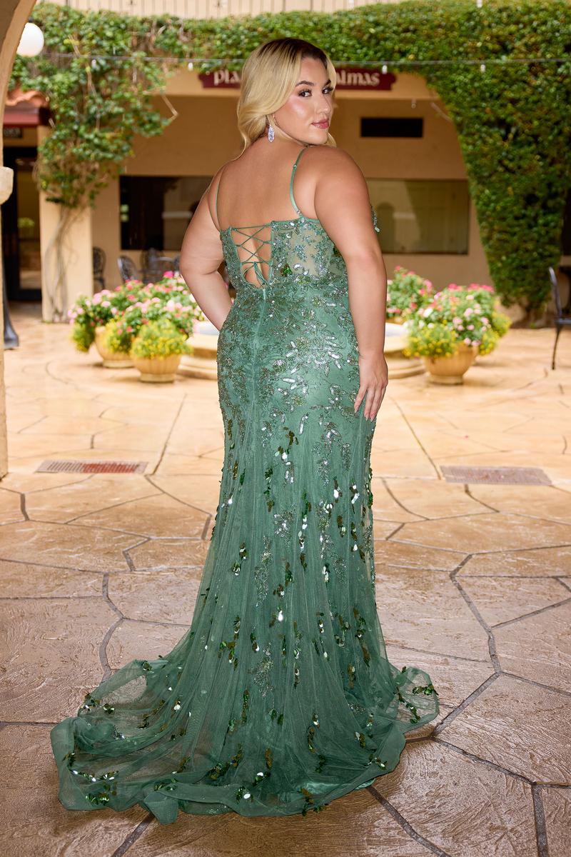 Curvy by Primavera Illusion Corset Prom Dress 14106