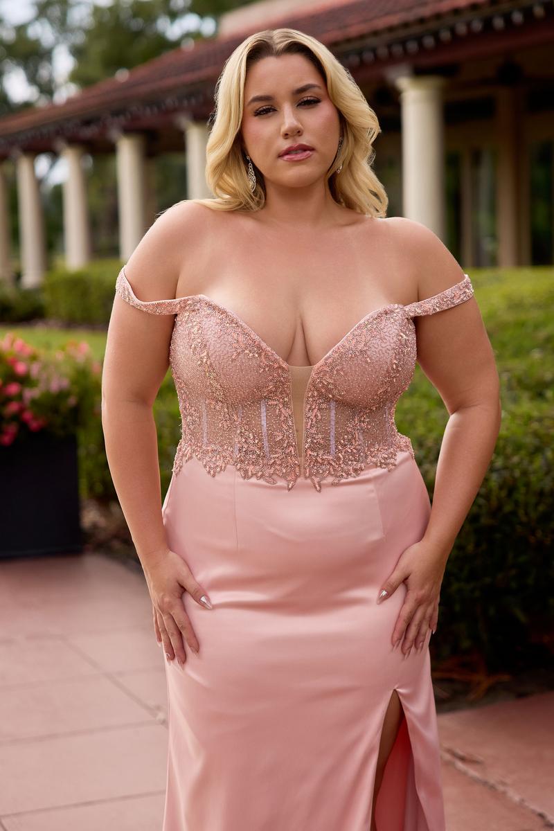 Curvy by Primavera Off The Shoulder Prom Dress 14107