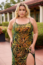 Curvy by Primavera Multi Colored Fitted Prom Dress 14108