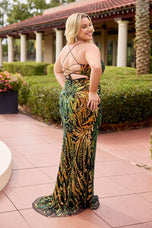 Curvy by Primavera Multi Colored Fitted Prom Dress 14108