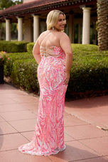 Curvy by Primavera Multi Colored Fitted Prom Dress 14108