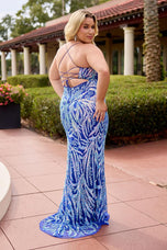 Curvy by Primavera Multi Colored Fitted Prom Dress 14108
