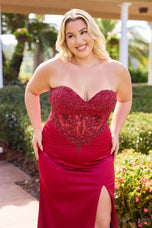 Curvy by Primavera Fitted Sweetheart Corset Prom Dress 14109