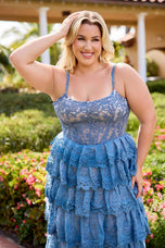 Curvy by Primavera A-Line Beaded Lace Prom Dress 14110