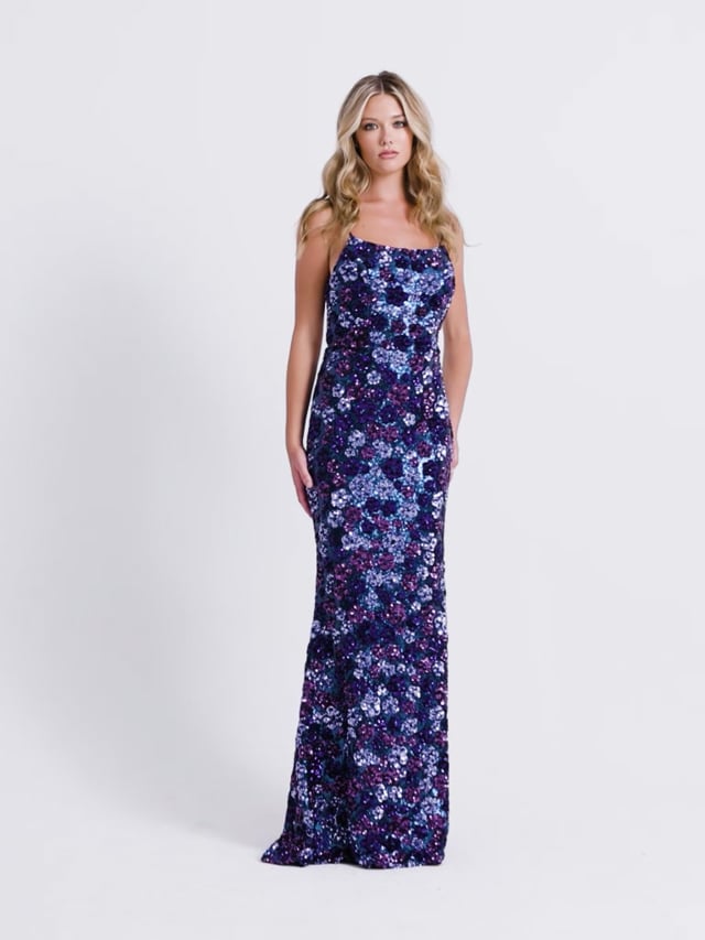 Faviana Long Floral Sequin Prom Dress 11037 Faviana Long Floral Sequin Prom Dress 11037