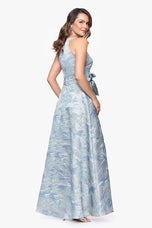 Betsy & Adam Brocade Halter Long Evening Dress A27854