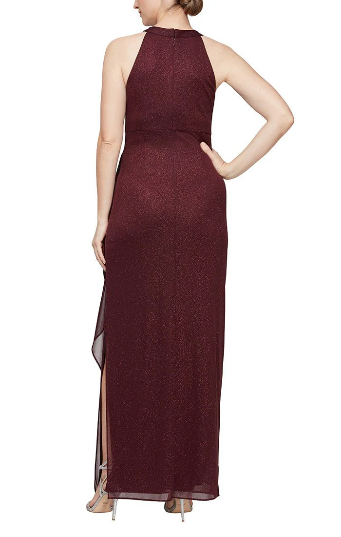 Alex Evenings Glitter Mesh Halter Neck Evening Dress 8133106 Alex Evenings Glitter Mesh Halter Neck Evening Dress 8133106