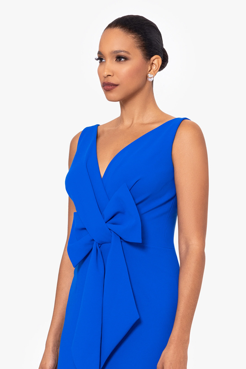 Betsy and Adam "Sam" Scuba Bow Maxi Dress A26475 Betsy and Adam "Sam" Scuba Bow Maxi Dress A26475
