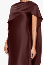 Xscape Evenings "Tallulah" Satin Overlay Cape Dress 7450X