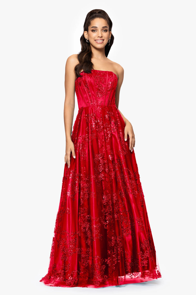 Blondie Nites "Tori" Strapless Glitter Dress 4792BN Blondie Nites "Tori" Strapless Glitter Dress 4792BN