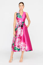 Kay Unger Mikado Tea Length Evening Dress 55115611