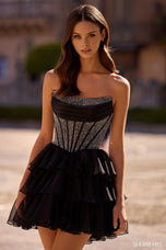 Sherri Hill Strapless Corset Ruffle Homecoming Dress 57404
