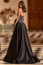 Sherri Hill Strapless Corset Pearl Prom Dress with Bow 58010