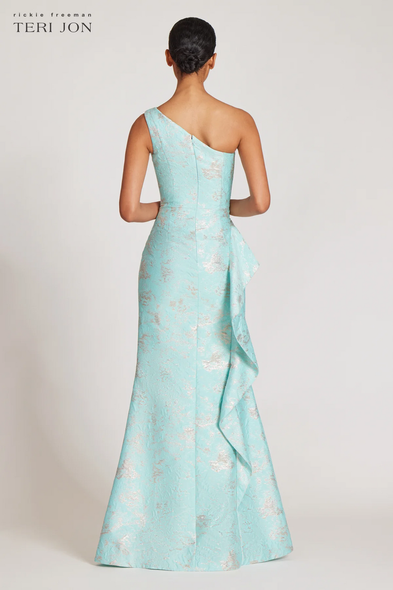 Teri Jon One Shoulder Jacquard Evening Dress 209064 Teri Jon One Shoulder Jacquard Evening Dress 209064