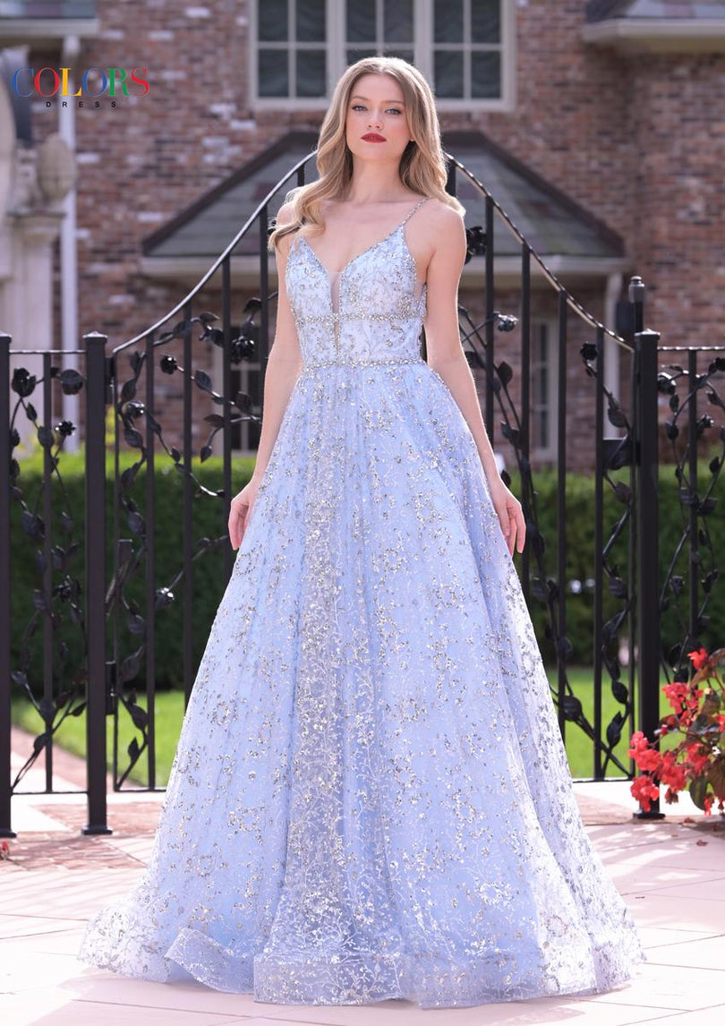 Colors Prom Long Glitter Ball Gown Dress 2288 Light Blue / 24 Colors Prom Long Glitter Ball Gown Dress 2288 Light Blue / 24