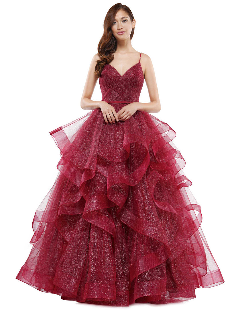 Colors Tiered Ruffle Prom Dress 2381 Black / 22