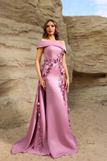 Terani Couture Off Shoulder Crepe Evening Dress 252M5317