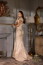 Terani Brocade Bodycon Long Evening Dress 252M5520