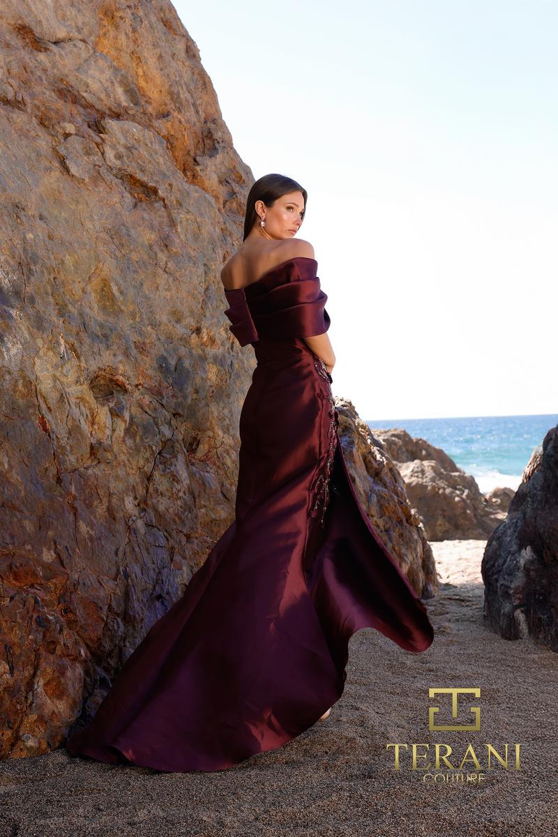 Terani Bodycon Mikado Ruffle Evening Dress 252M5324