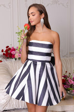 Ava Presley Stripe A-Line Bow HoCo Dress 26308