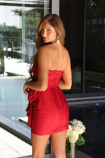 Ava Presley Strapless Ruched Bow HoCo Dress 26310