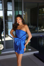 Ava Presley Strapless Ruched Bow HoCo Dress 26310