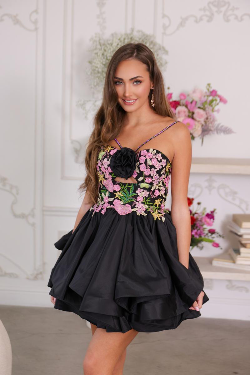Ava Presley Halter Floral Applique HoCo Dress 26348