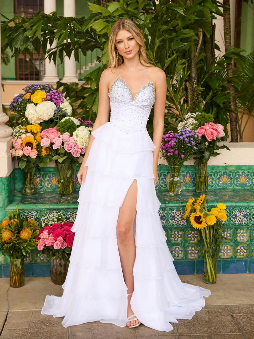 Ava Presley A-Line Ruffle Skirt Prom Dress 26407