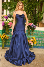 Ava Presley Cowl Neckline Drop Waist Prom Dress 26422