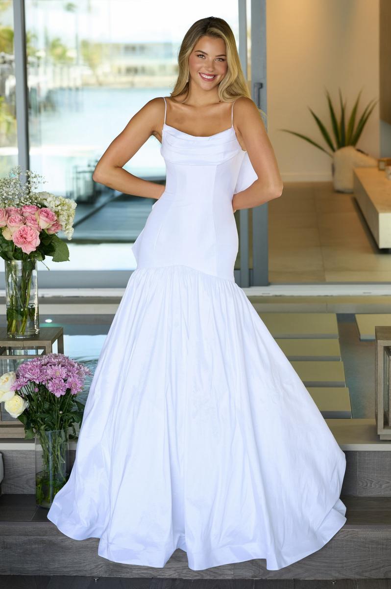 Ava Presley Cowl Neckline Drop Waist Prom Dress 26422