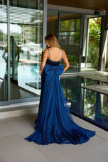 Ava Presley Fitted Velvet Back Bow Detail Prom Dress 26522