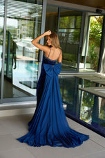 Ava Presley Fitted Velvet Back Bow Detail Prom Dress 26522