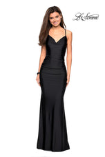 La Femme Long Tight Lace-up Dress 27501
