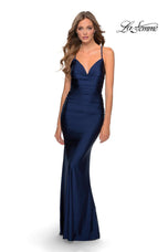 La Femme Long Tight Lace-up Dress 27501