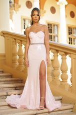 Ava Presley Strapless Corset Sequin Prom Dress 28299