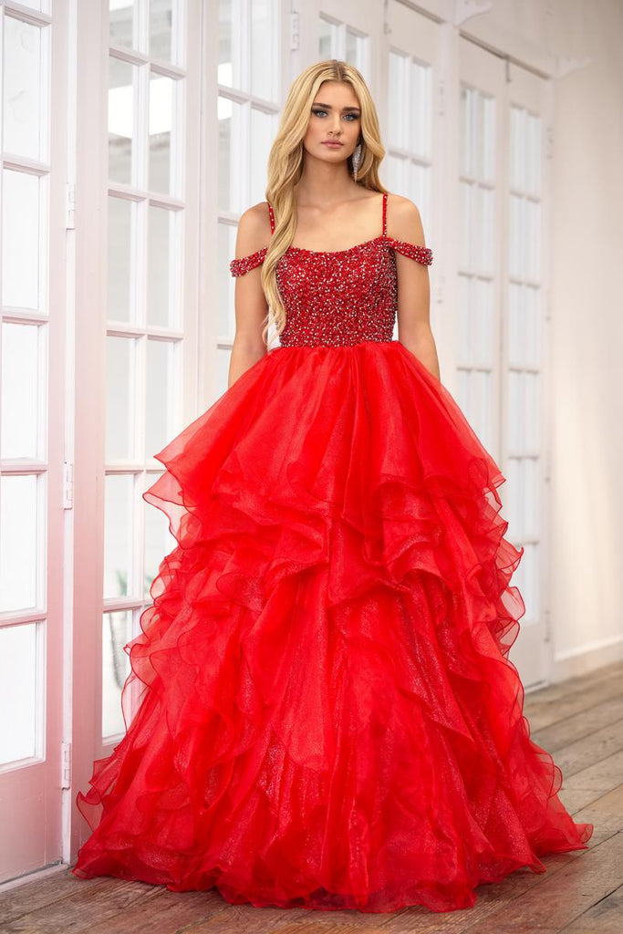 Ava Presley Tiered Ruffle Ball Gown Prom Dress 28557