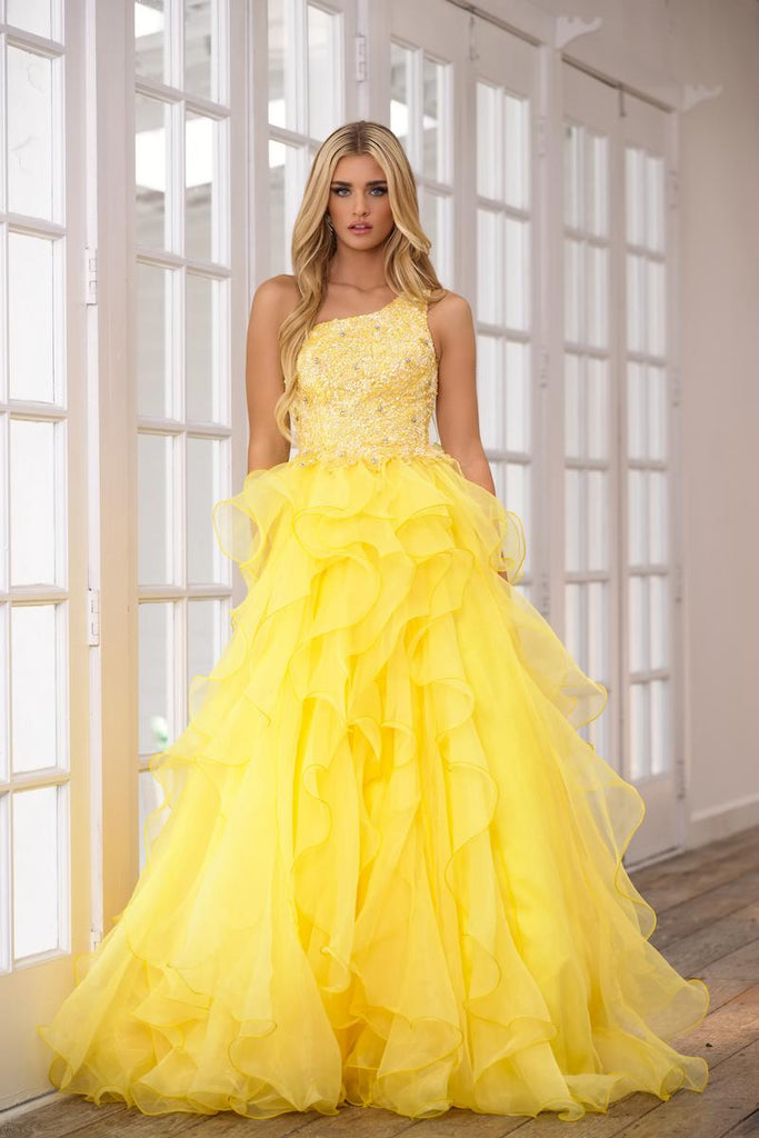 Ava Presley One Shoulder Ruffle Skirt Prom Dress 28576