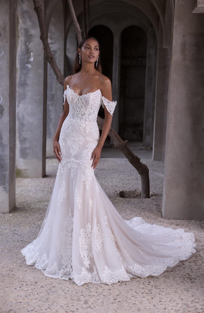 long sleeve backless lace wedding dress Romantic Backless Lace Mermaid Long Sleeve Wedding Dress WD140 US12 / White