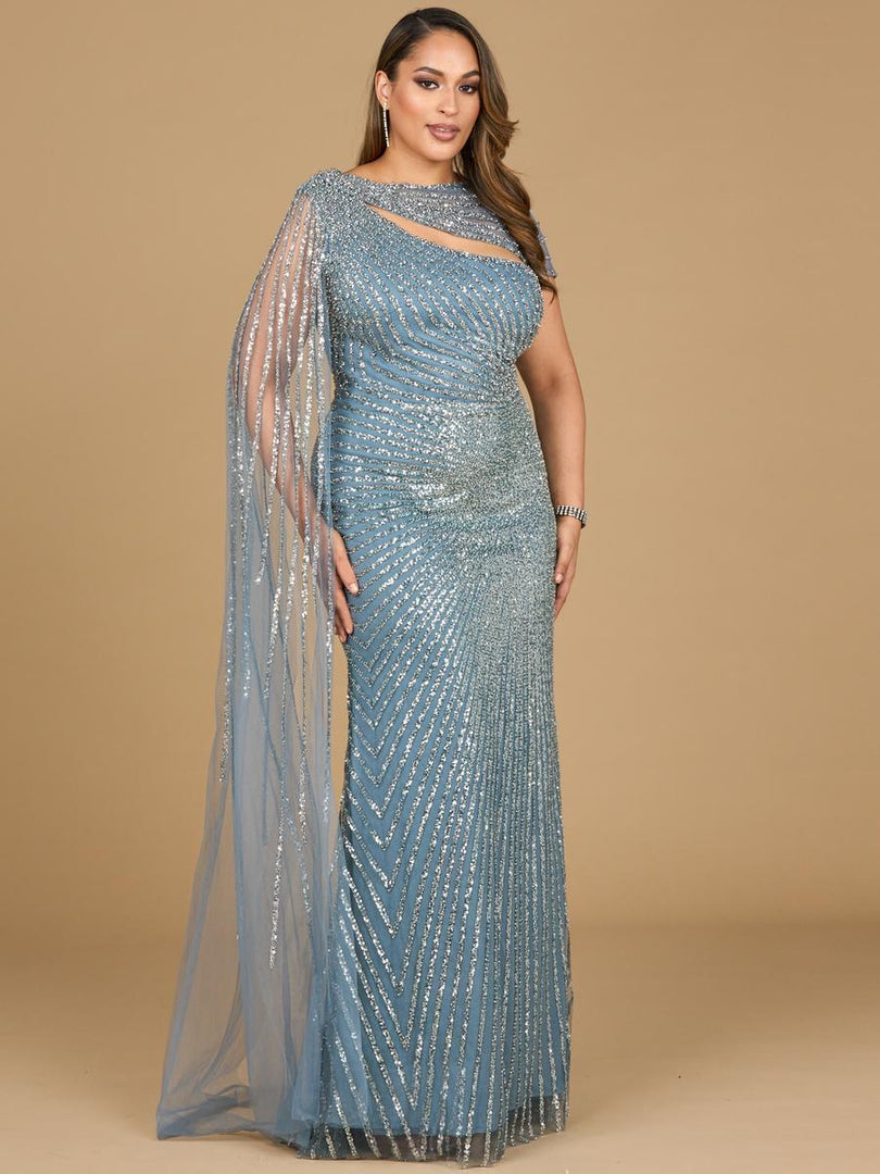 Lara Beaded One Shoulder Evening Gown 29051