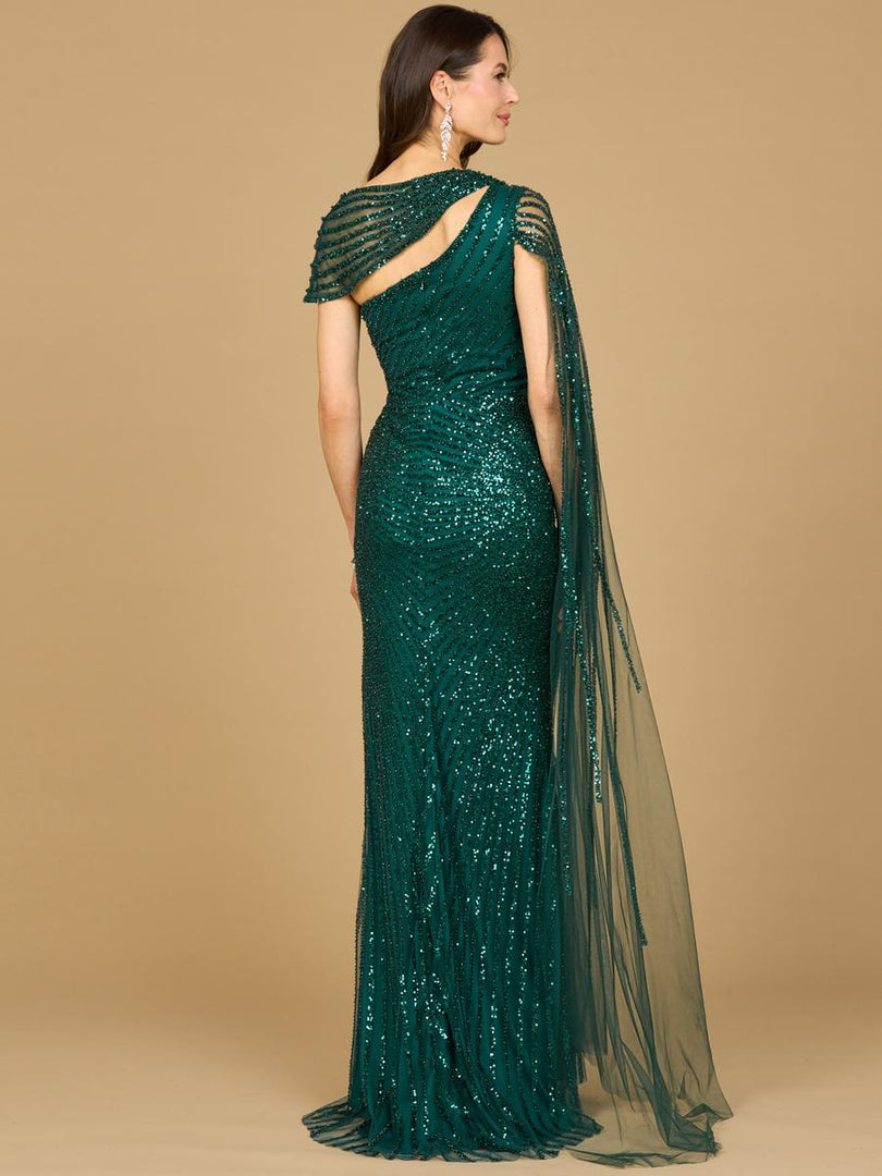 Lara Beaded One Shoulder Evening Gown 29051