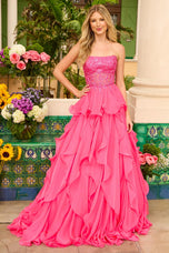 Ava Presley Illusion Lace Tiered Chiffon Prom Dress 29133