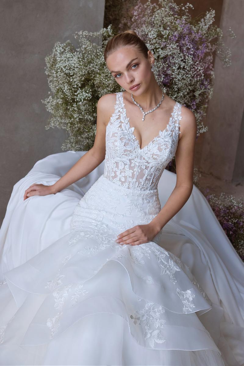 fit and flare lace wedding dress Morilee Demetra Fit and Flare Lace Bridal Gown