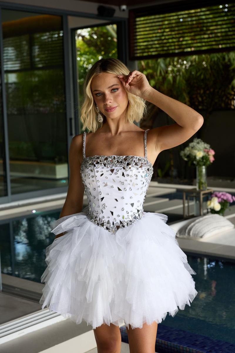 Ava Presley Extra Ruffled Homecoming Dress 29180 White / 6 Ava Presley Extra Ruffled Homecoming Dress 29180 White / 6