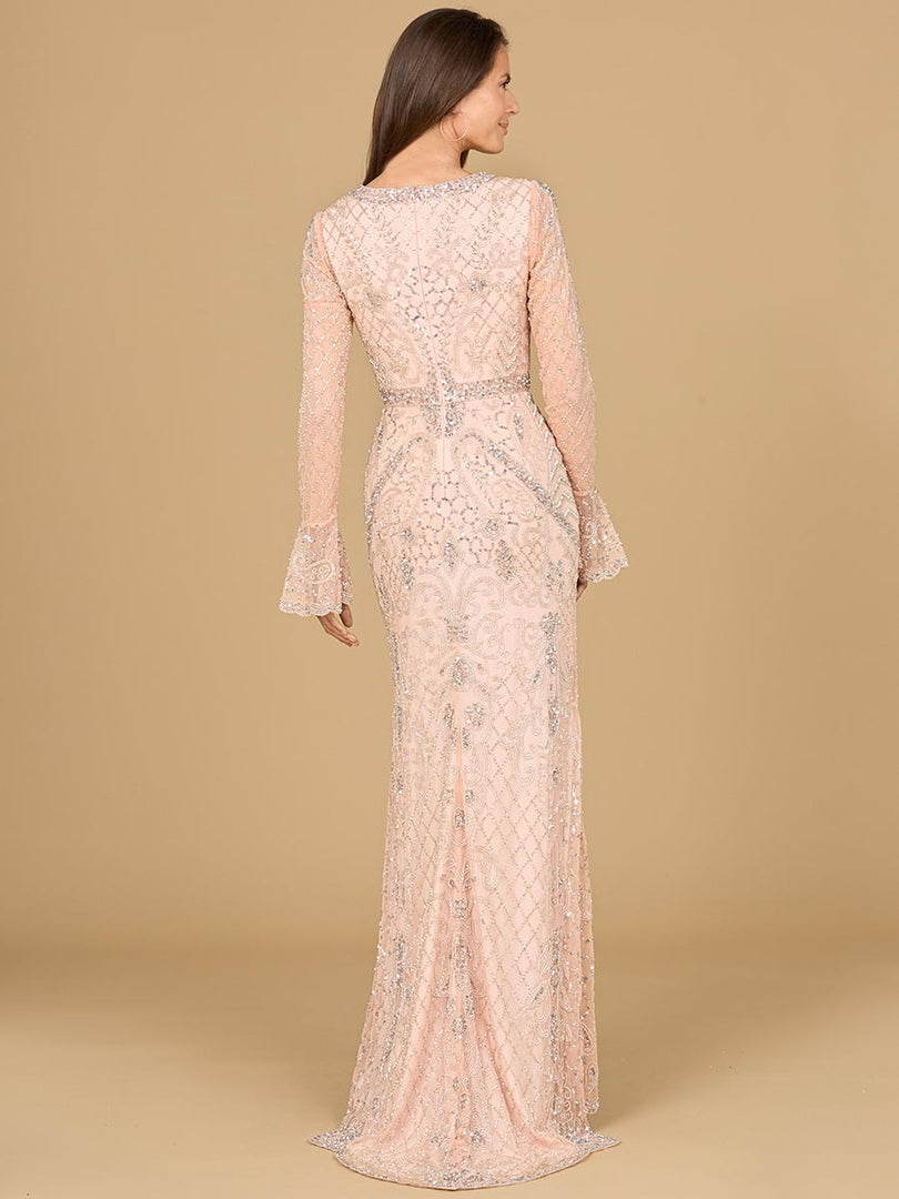 Lara Long Bell Sleeve V-Neck Beaded Evening Gown 29358 Lara Long Bell Sleeve V-Neck Beaded Evening Gown 29358