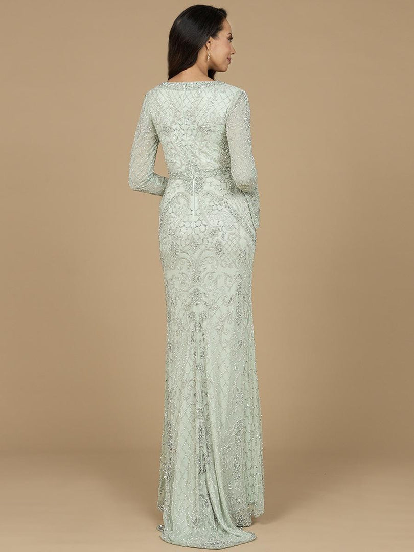 Lara Long Bell Sleeve V-Neck Beaded Evening Gown 29358 Lara Long Bell Sleeve V-Neck Beaded Evening Gown 29358