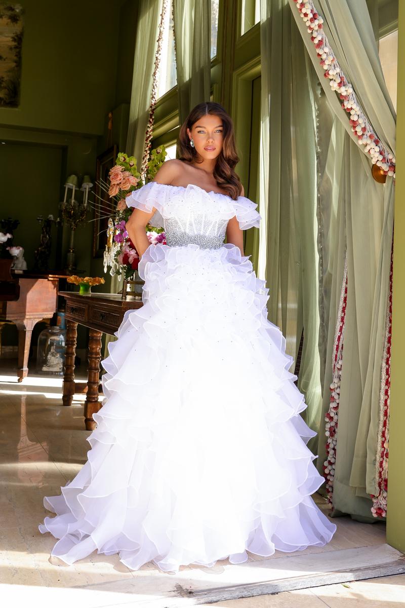 Ava Presley Ruffle Corset Prom Dress 29533 Light Blue / 0