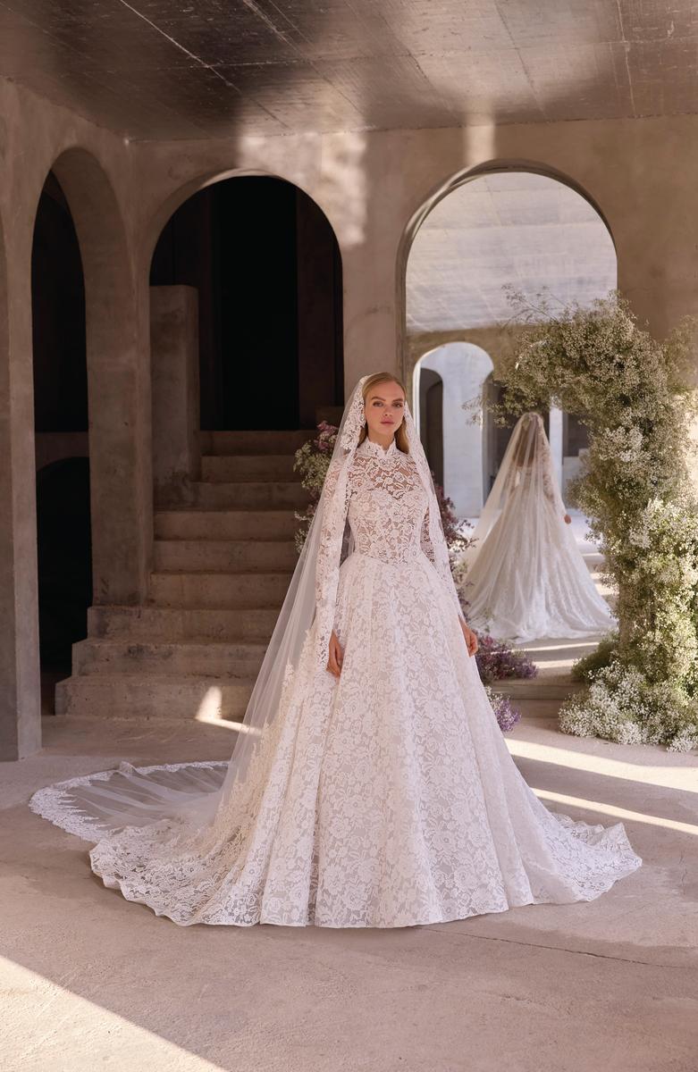 Morilee "Delia" High Neck Long-Sleeve Lace Ballgown Morilee "Delia" High Neck Long-Sleeve Lace Ballgown