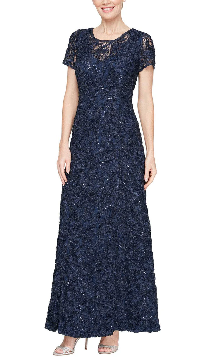 Alex Evenings Soutache A-Line Evening Gown 81122670 Alex Evenings Soutache A-Line Evening Gown 81122670